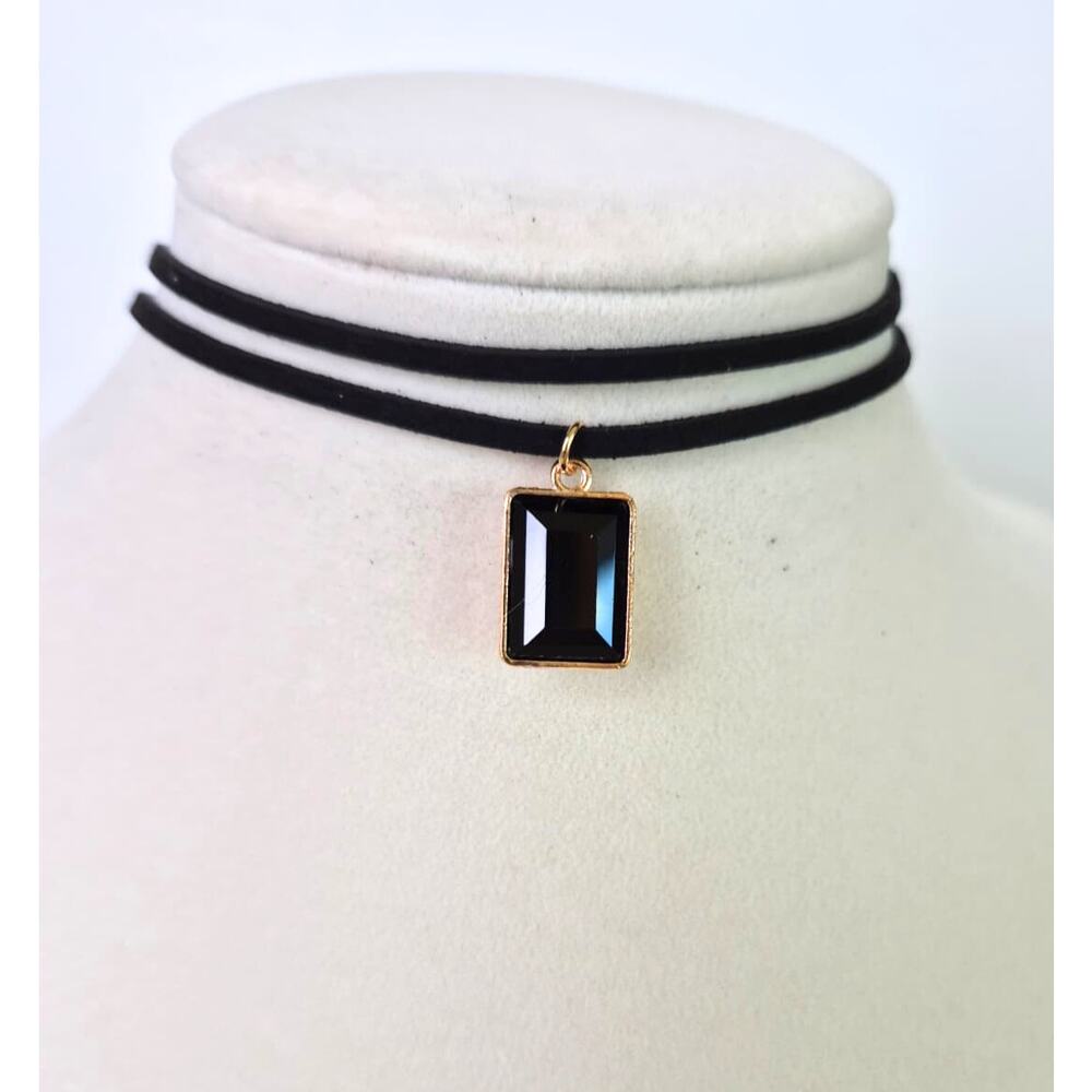 Choker Necklace Black Set of 3 Beaded Drop NWT Gothic Witchy Grunge Edgy - Picture 2 of 6
